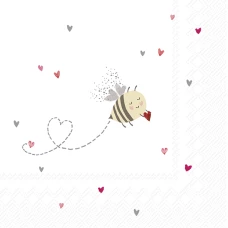 IHR Обеденные салфетки  BEE MY VALENTINE red grey