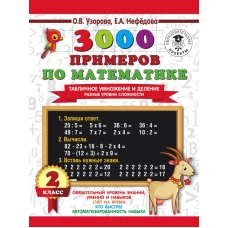 3000 примеров по математике. Табличное умножение и деление. Разные уровни сложности. 2 класс